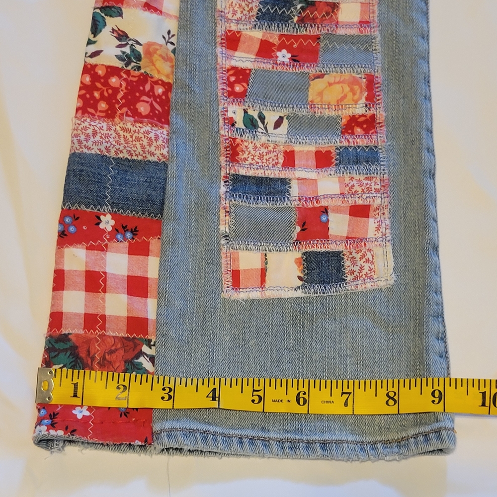 Upcycled Boho Americana Patchwork Altered Jeans S… - image 6